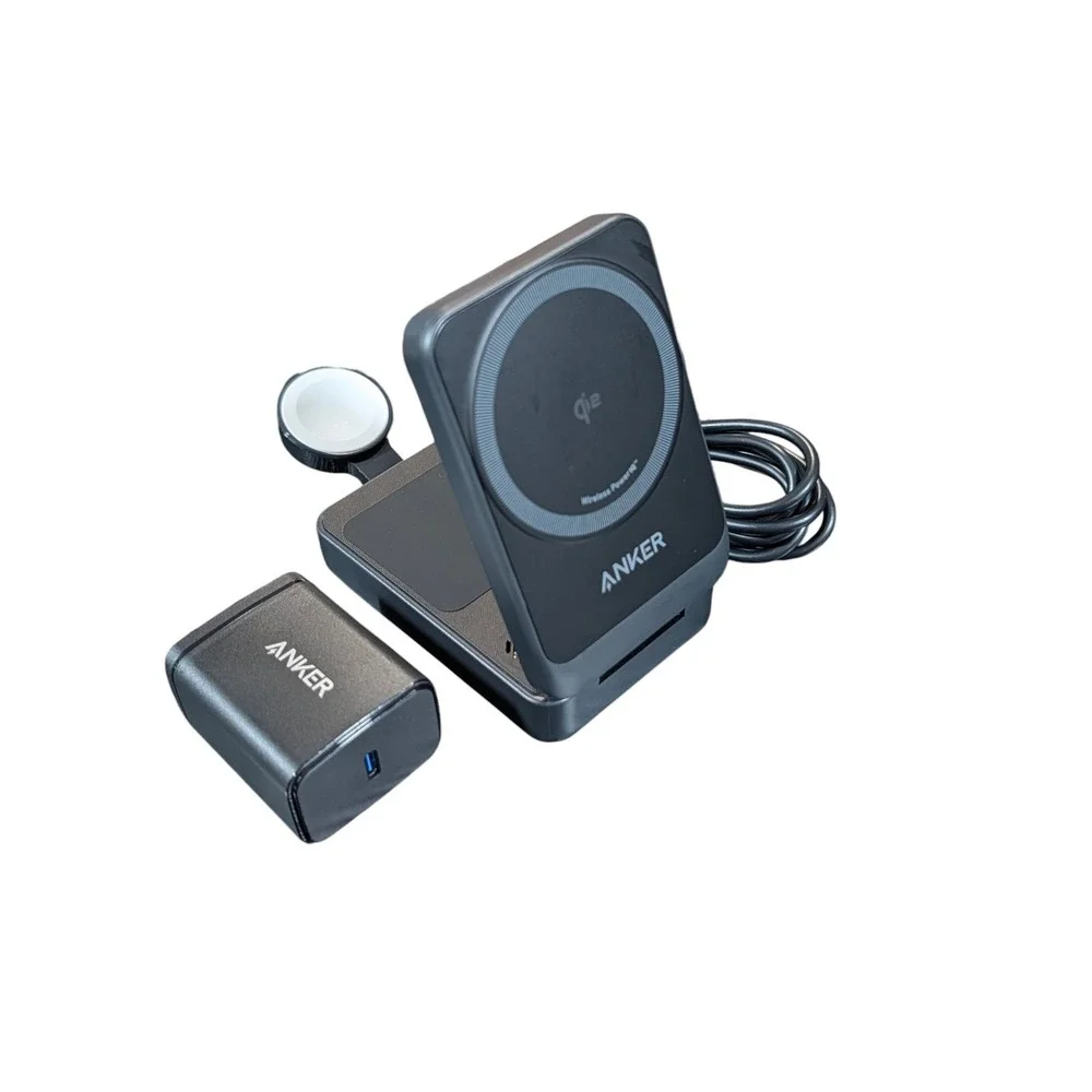 Cc9U Anker MagGo 15W Qi2 Foldable Pocket-Sized 3 - in - 1 Magsafe Charger Black